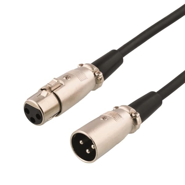 XLR audio cable, 3-pin male, 3-pin female, 10m, black