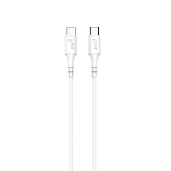 GEAR Latausjohto USB-C till USB-C 2.0 3m Valkoinen Pyöreä Johto