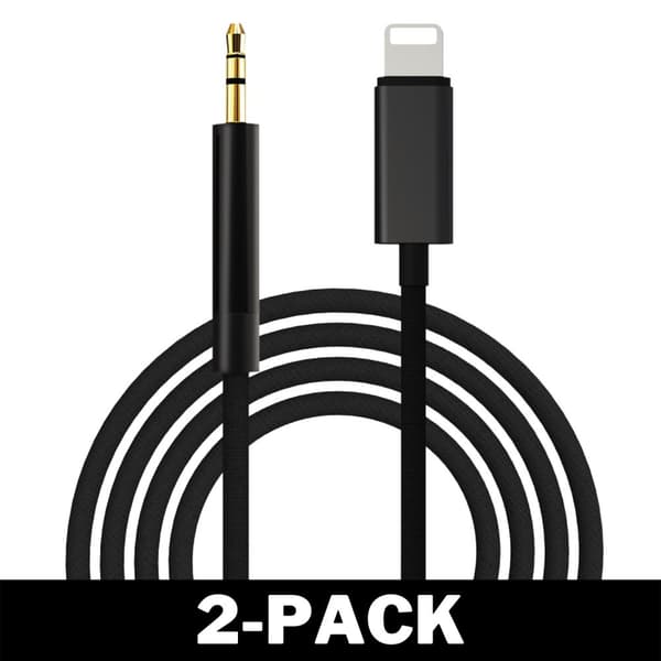 2M Lightning til AUX 3.5mm Kabel / Adapter Bil Sort