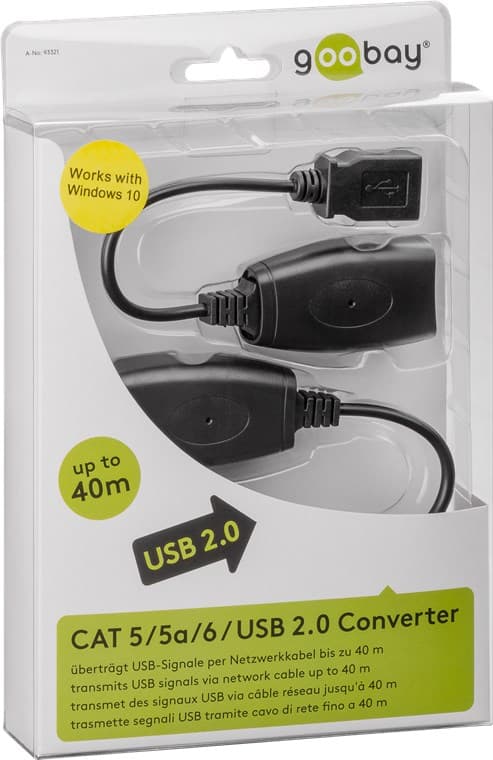 USB-forlængeradapter op til 40 m via CAT-kabel