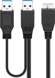 USB 3.0 dual power SuperSpeed-kabel, svart