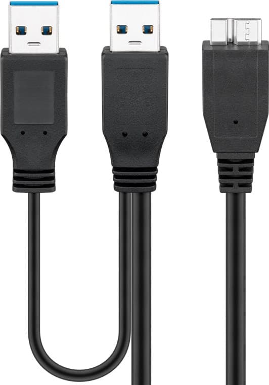 USB 3.0 -kaksitehoinen SuperSpeed-kaapeli, musta