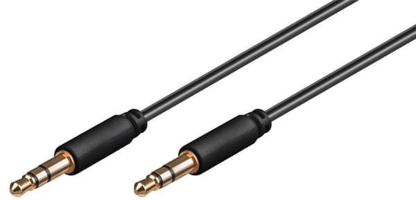 Audiotilslutningskabel AUX, 3,5 mm stereo 3-pin, slank, CU