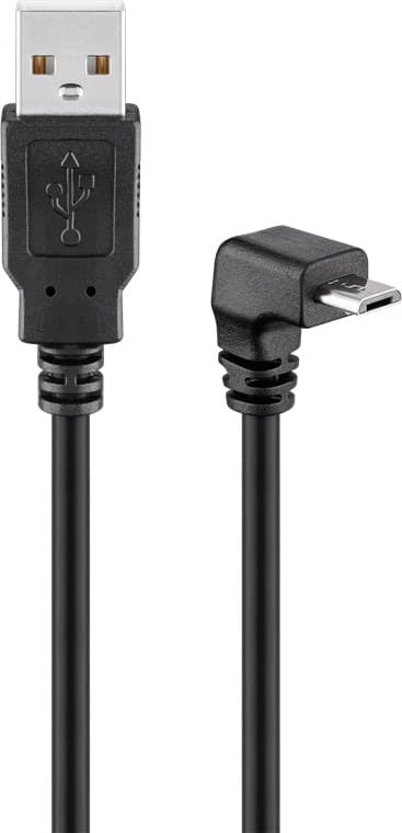 USB 2.0 höghastighetskabel, 90°, svart