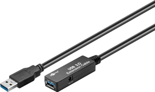 USB 3.0 aktiv USB-förlängningskabel, 5 m, svart