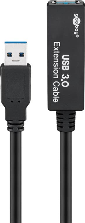 USB 3.0 aktiv USB-förlängningskabel, 5 m, svart