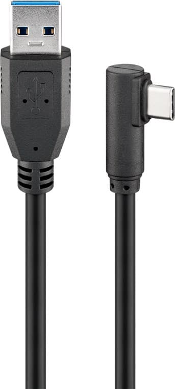 USB-Câ„¢-USB A 3.0 -kaapeli, 90°, musta