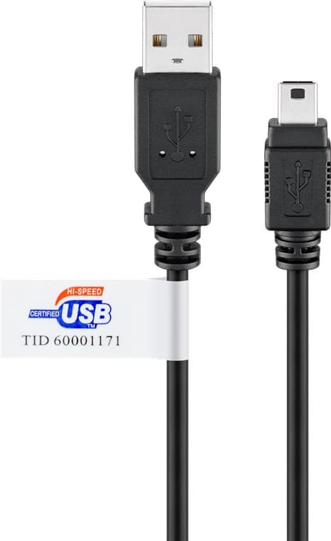 USB 2.0 Hi-Speed-kabel med USB-sertifikat, svart