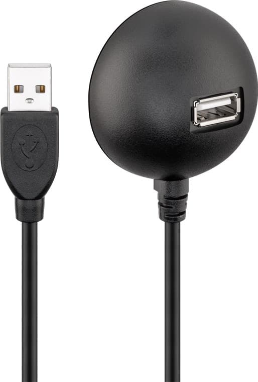 USB 2.0 Hi-Speed skjøtekabel med bordfot, svart