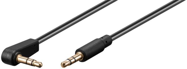 Audiotilslutningskabel AUX, 3,5 mm stereo 3-pin, slank, CU, vinklet