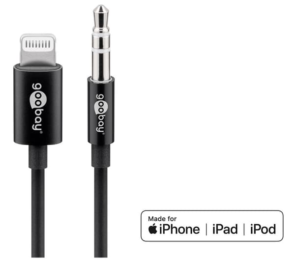 Apple Lightning lydtilkoblingskabel, (3,5 mm), 1 m svart