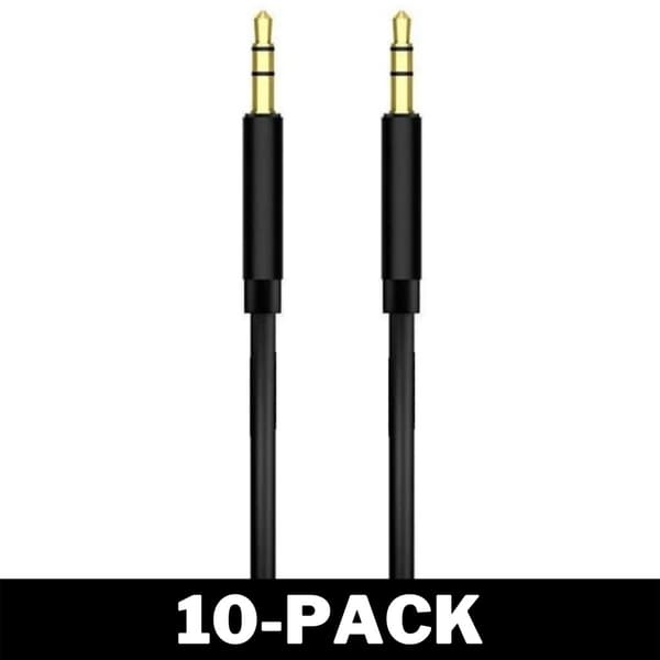 AUX Kabel 3.5mm (AUX till AUX) 2M Svart 10-Pack