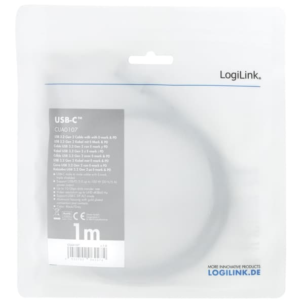 USB-C-kabel PD 3.0 100W 10Gbps 4K / 60Hz Alu 1m