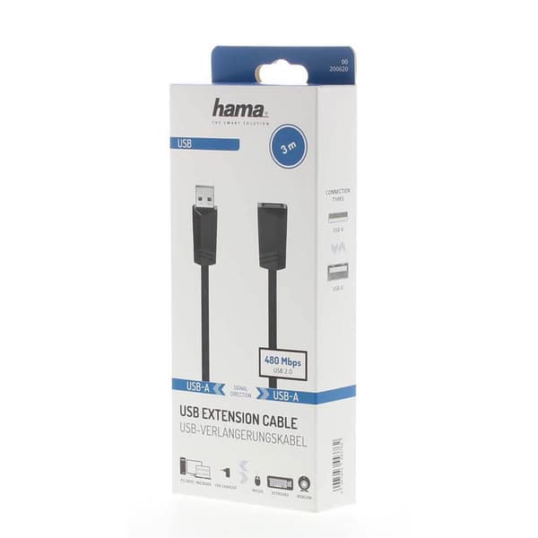 Kabel USB 2.0-förlängning 480 Mbit/s 3,0m Svart