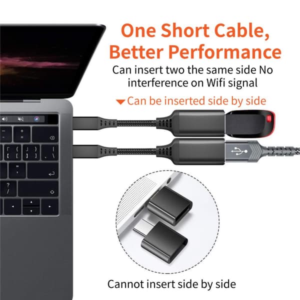 INF USB-C uros-USB 3.0 naaras sovitin Musta 20 cm