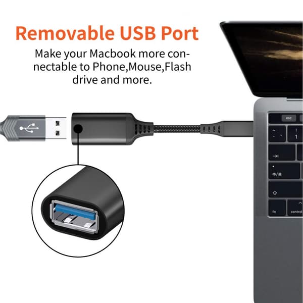 INF USB-C uros-USB 3.0 naaras sovitin Musta 20 cm