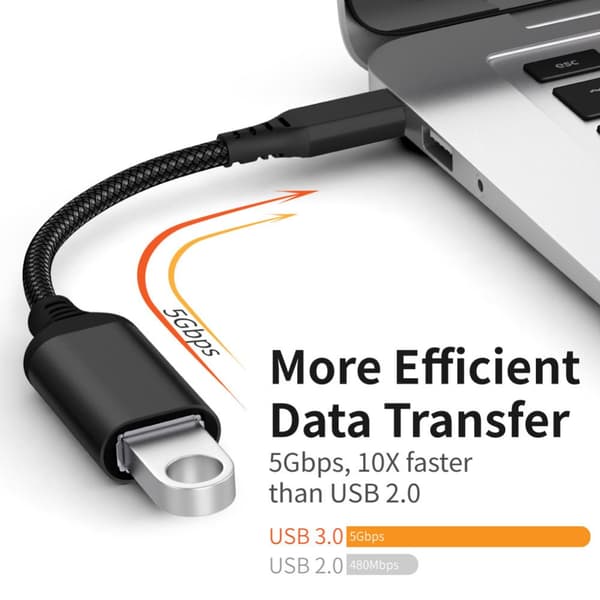 INF USB-C uros-USB 3.0 naaras sovitin Musta 20 cm