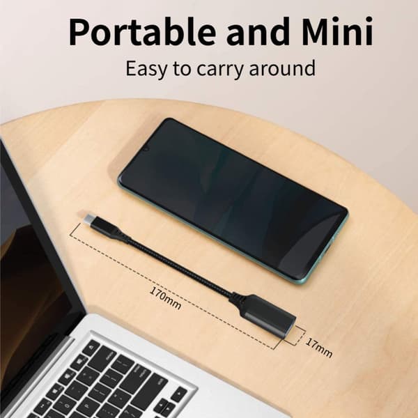 INF USB-C uros-USB 3.0 naaras sovitin Musta 20 cm