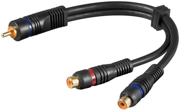 Y-adapterkabel, lyd, stereo RCA-kontakt til 1x RCA-kontakt, OFC, dobbeltskjermet