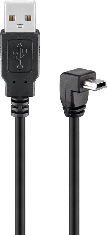 USB 2.0 høyhastighetskabel 90°, svart
