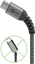 Miniatyrbilde 5 av 8: USB-C ™ til USB-C ™ Tekstilkabel med metallplugger (Space grå / sølv) 1 m