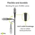Miniatyrbilde 6 av 8: USB-C ™ til USB-C ™ Tekstilkabel med metallplugger (Space grå / sølv) 1 m