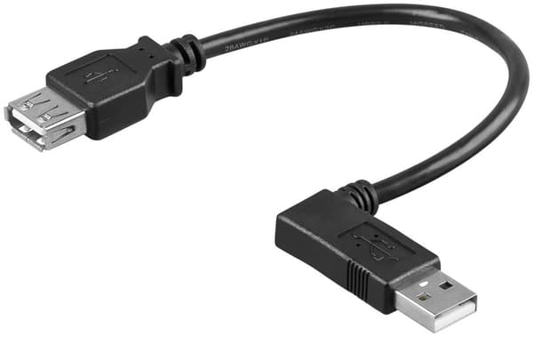 USB 2.0 Hi-Speed-forlængerkabel 90°, sort