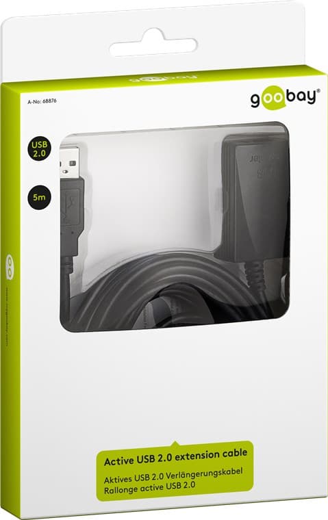 Active USB 2.0 skjøtekabel, sort