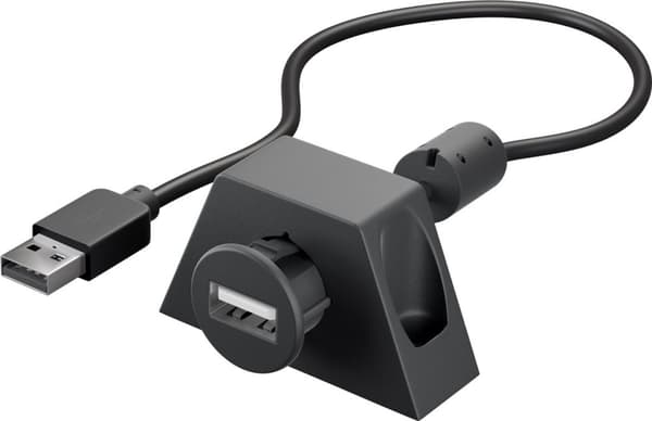 USB 2.0 høyhastighets skjøtekabel med kabelholder, sort