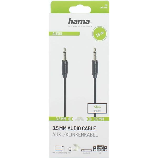 HAMA Cable Audio 3.5mm-3.5mm Gold Plated Ultra Thin 1.5m