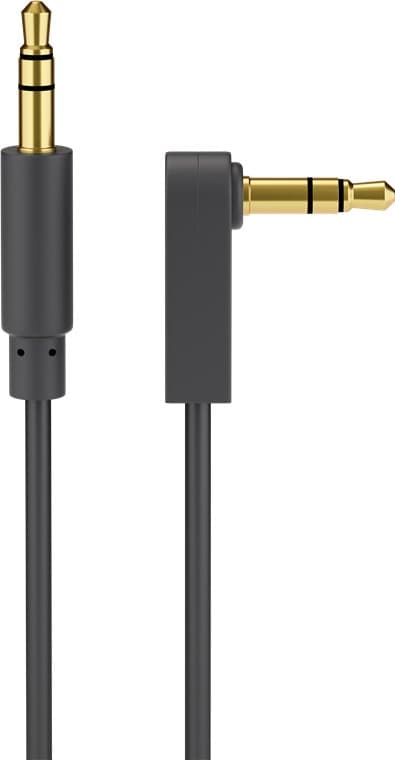Audiotilslutningskabel AUX, 3,5 mm stereo 3-pin, slank, CU, vinklet