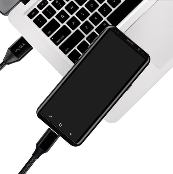 LogiLink USB-USB-C Ladd/synk-kabel 15W 0,3m Textil