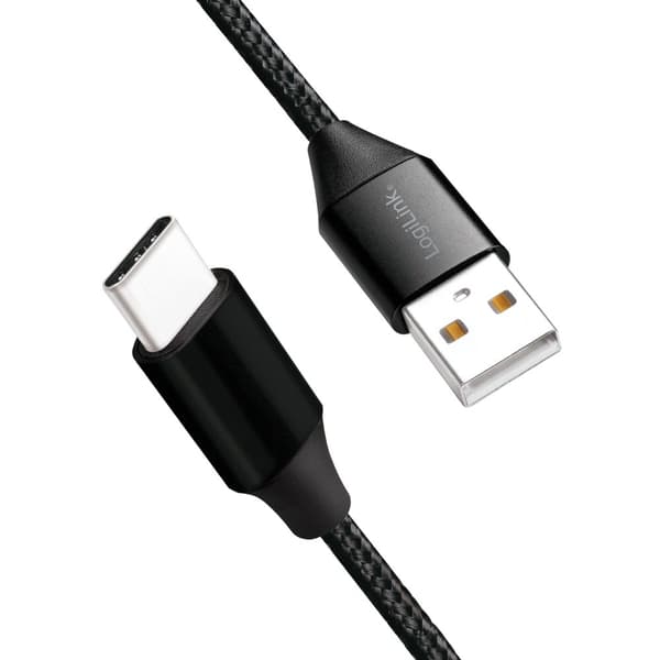LogiLink USB-USB-C Ladd/synk-kabel 15W 0,3m Textil