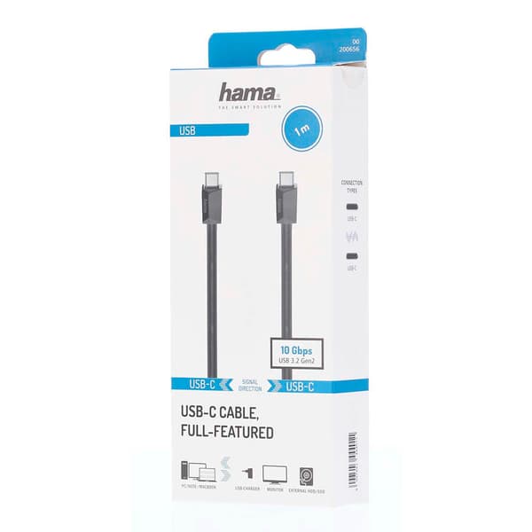 Kabel USB-C USB 3.2 Gen2 10 Gbit/s 1m Svart