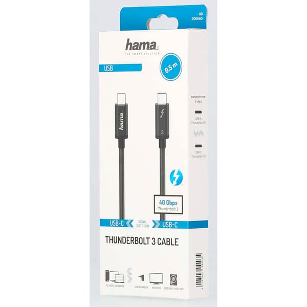 HAMA Kabel USB-C Thunderbolt-3 40 Gbit/s Ultra-HD 5K 0,5 m Svart
