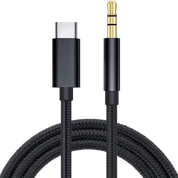 2M USB-C - AUX 3,5 mm kaapelisovitin Auto musta