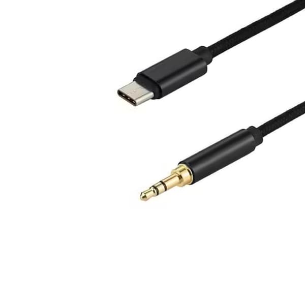 2M USB-C - AUX 3,5 mm kaapelisovitin Auto musta
