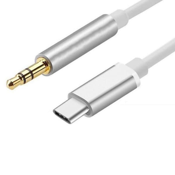 1M Tyylikäs USB-C - AUX 3,5 mm kaapeli hopea