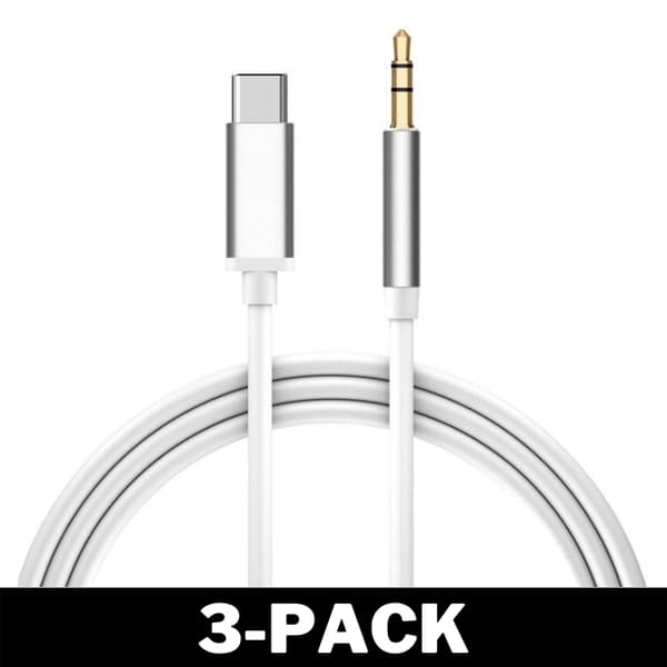 1M Tyylikäs USB-C - AUX 3,5 mm kaapeli hopea 3-Pack