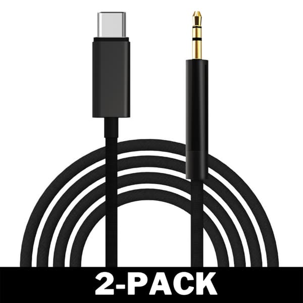 2M stilfuldt USB-C til AUX 3,5 mm kabel sort