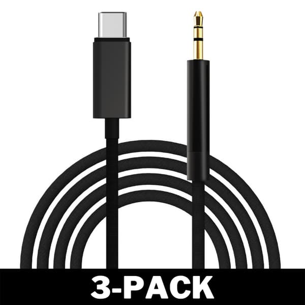 2M stilfuldt USB-C til AUX 3,5 mm kabel sort