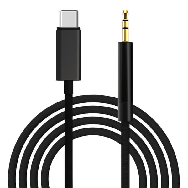 2M stilfuldt USB-C til AUX 3,5 mm kabel sort