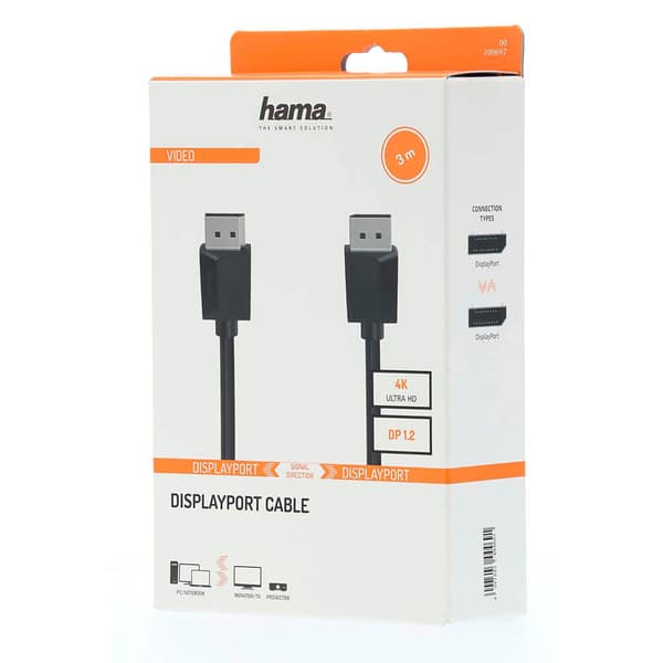 HAMA Kabel DisplayPort 1.2 Ultra-HD 4K 3m Svart