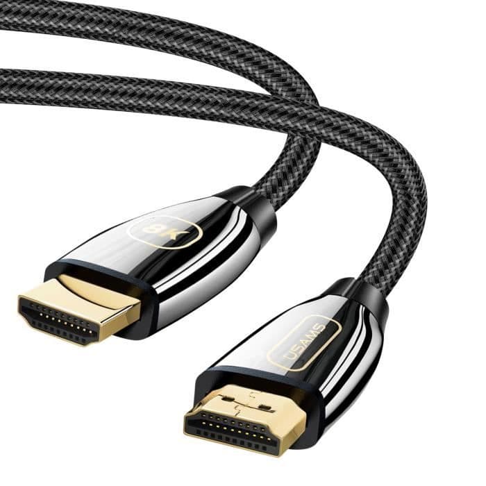 HDMI 2.1-kabel Ultra HD 8K flätad resistent 3 meter svart Usams