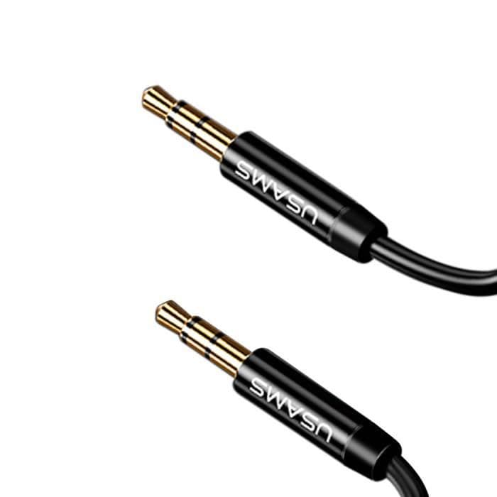 Ljudkabeluttag 3,5 mm hane-hane Auxiliary Smartphone Headphone Usams Black