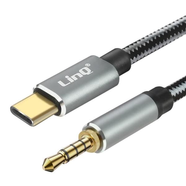 Ljudkabel - LinQ - USB-C till Jack 3.5mm - Flätad Nylon - 1.5m - Förlustfri Ljudkvalitet