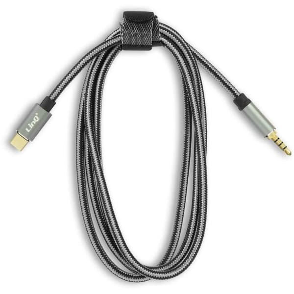 Ljudkabel - LinQ - USB-C till Jack 3.5mm - Flätad Nylon - 1.5m - Förlustfri Ljudkvalitet