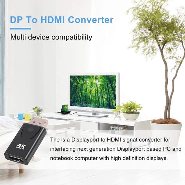 NÖRDIC Aktiv adapter Displayport1.2  hane till HDMI1.4b hona 4K 60Hz Eyefinity svart
