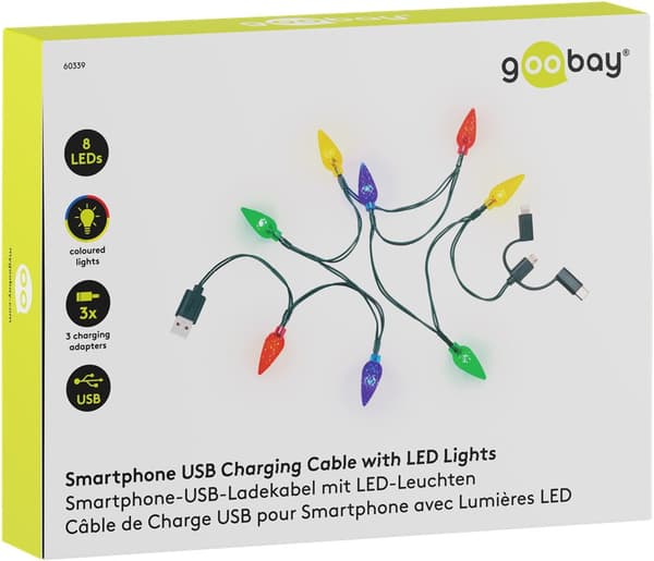 Smartphone USB-opladerkabel med LED-lys