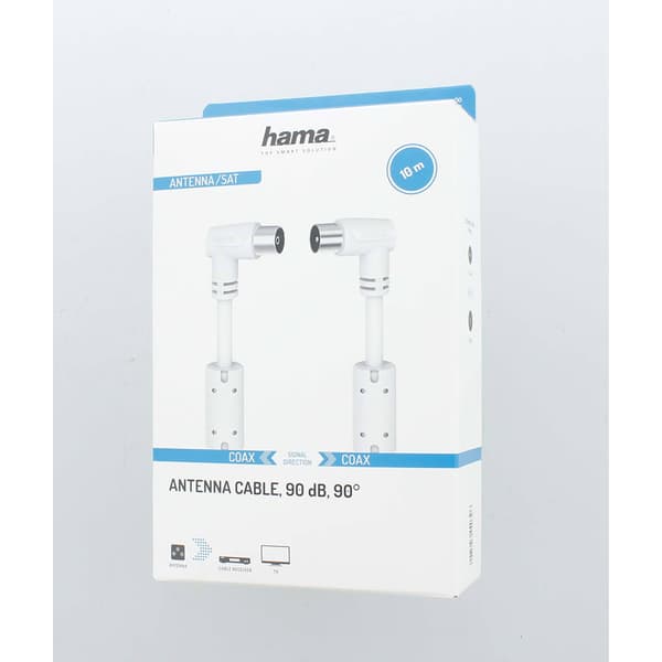 HAMA Antennekabel Vinklet 90dB Hvid 10,0m